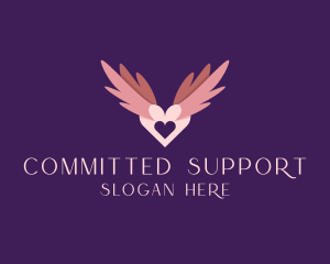 Romantic Heart Wings logo design