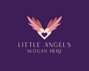 Romantic Heart Wings logo design