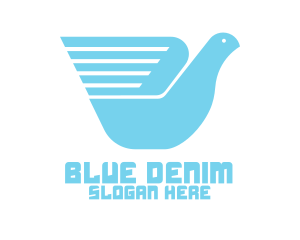 Blue Messenger Bird Wing logo design