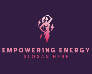 Lightning Power Woman logo design