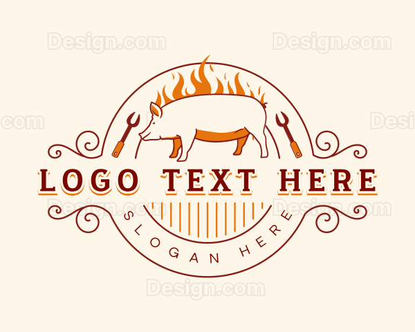 Grill Barbecue Pig Logo