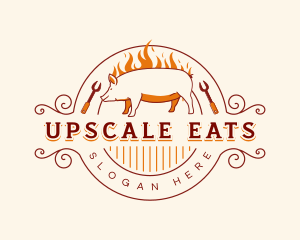 Grill Barbecue Pig logo design