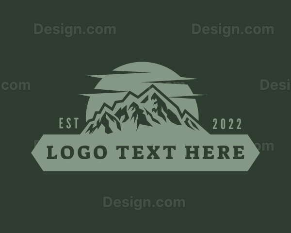 Hipster Mountain Sunset Logo