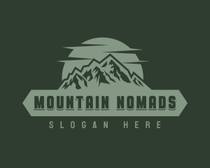 Hipster Mountain Sunset logo design