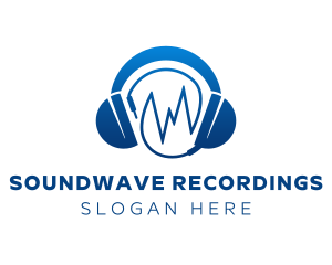 Blue Recording Headphone logo design