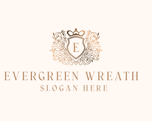 Crown Shield Wreath logo design