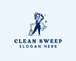 Housekeeping Cleaning Woman logo design