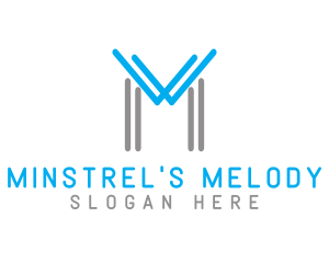 Blue Grey M Outline logo design