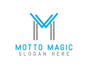 Blue Grey M Outline logo design