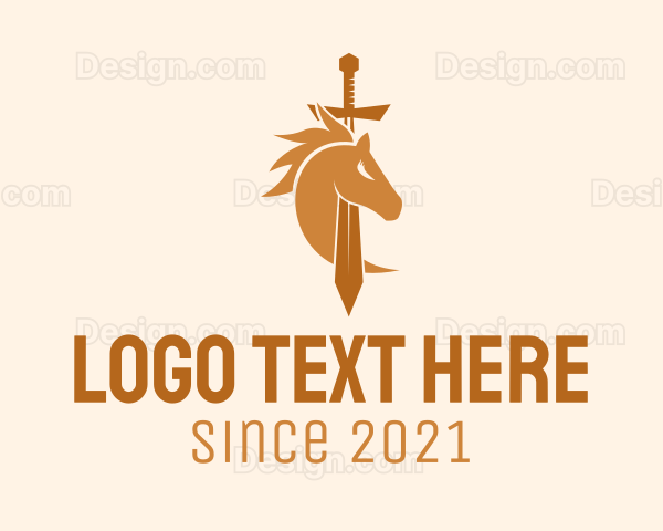 Horse Medieval Sword Logo