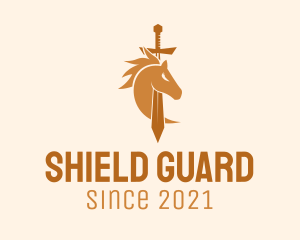 Horse Medieval Sword  logo design