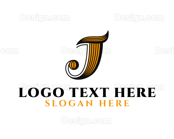 Scroll Pen Brush Letter J Logo