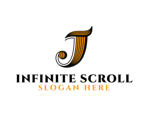 Scroll Pen Brush Letter J  logo design