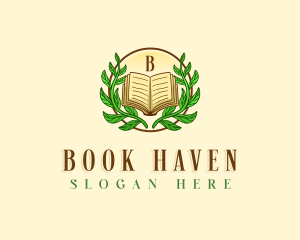 Educational Book Wreath logo design