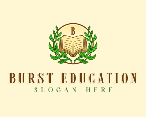 Educational Book Wreath logo design