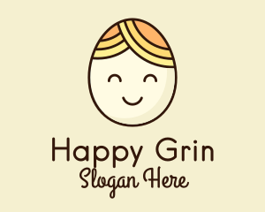 Smiling Happy Egg Head logo