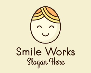 Smiling Happy Egg Head logo design