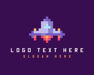 Retro Pixel Spaceship logo