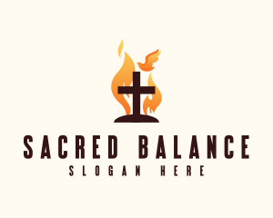 Fire Cross Crucifix logo design