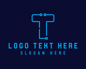 Digital Technology Letter T Logo