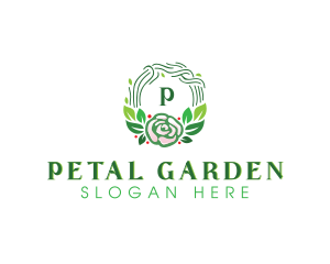 Natural Floral Wedding Wreath  logo design