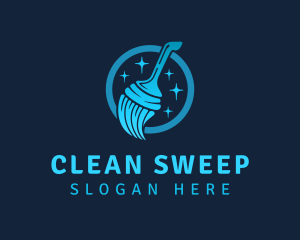 Blue Housekeeping Mop logo design