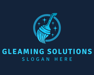 Blue Housekeeping Mop logo design