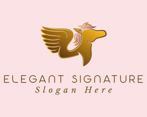 Elegant Golden Pegasus logo design