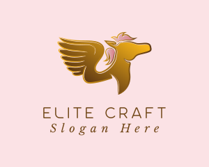 Elegant Golden Pegasus logo