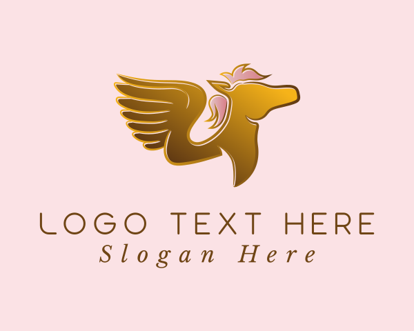 Elegant Golden Pegasus logo