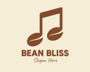 Brown Musical Coffee Bean logo design