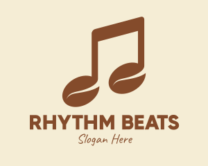 Brown Musical Coffee Bean logo design