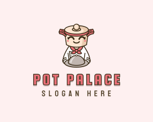 Cooking Pot Cloche Chef logo design