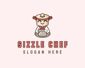 Cooking Pot Cloche Chef logo design