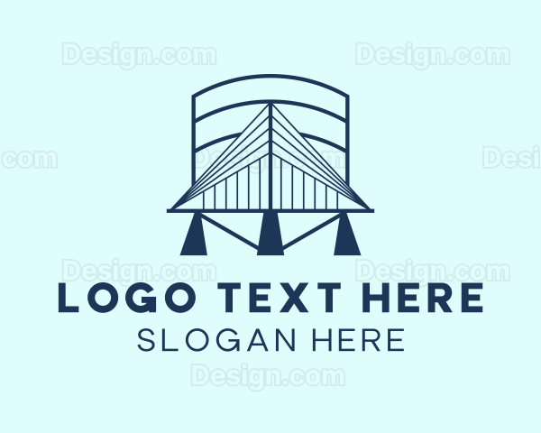 Blue Retro Bridge Structure Logo