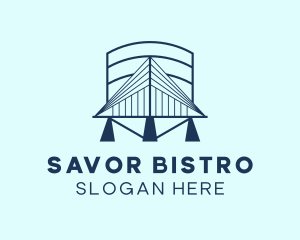 Blue Retro Bridge Structure logo