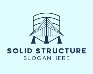 Blue Retro Bridge Structure logo design