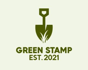 Green Shovel Grass  logo design