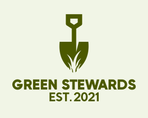 Green Shovel Grass  logo design