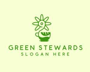 Green Flower Cafe logo design