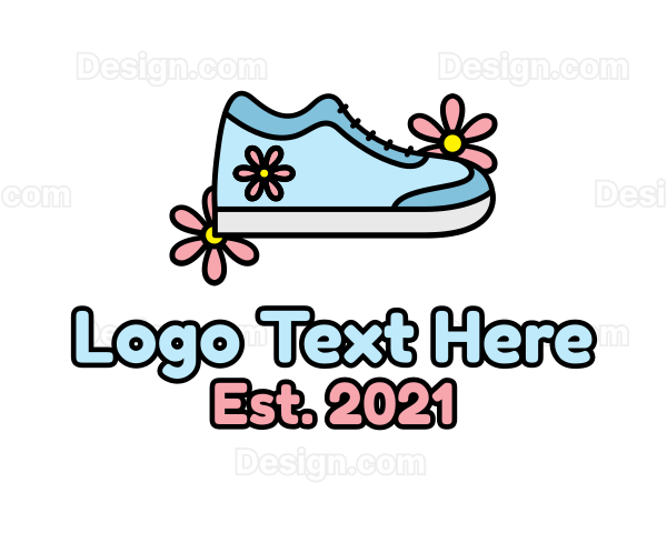 Cute Girly Flower Shoe Logo