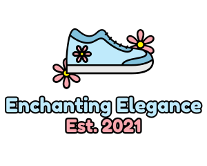 Cute Girly Flower Shoe logo design