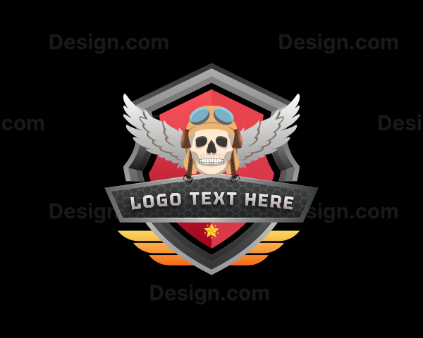 Aviation Skull Pilot Logo