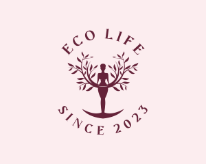 Yoga Woman Tree logo design