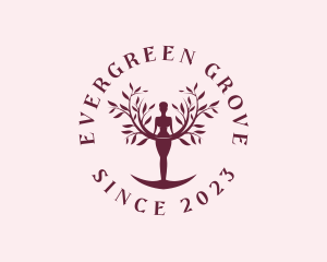 Yoga Woman Tree logo design