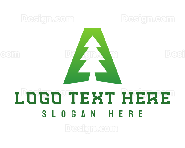 Forest Tree Letter A Logo