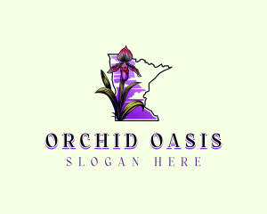 Minnesota Orchid Flower  logo design