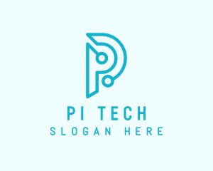 Cyber Tech Company Letter P logo design