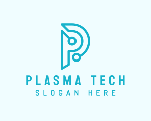 Cyber Tech Company Letter P logo design