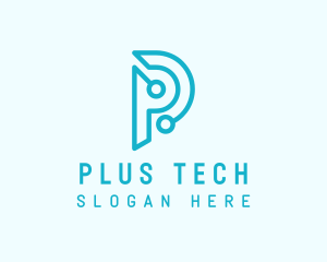 Cyber Tech Company Letter P logo design